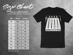 Bella + Canvas 3001 size chart for unisex short sleeve tee, measured in inches.
